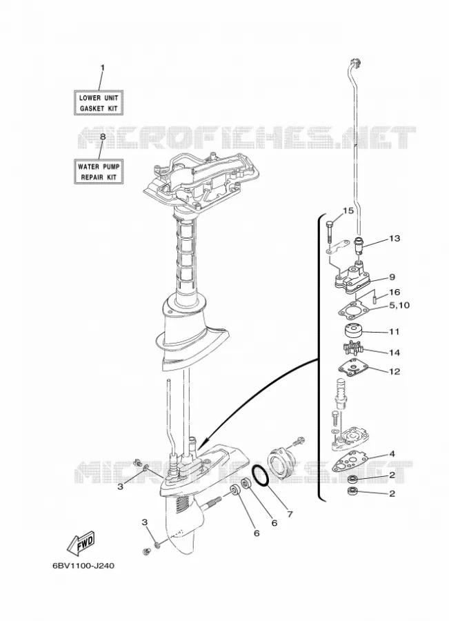 KIT DE REPARATION 3 Yamaha OUTBOARD ENGINES 6hp (4.4kW) 2012 F6  F6CMHS
