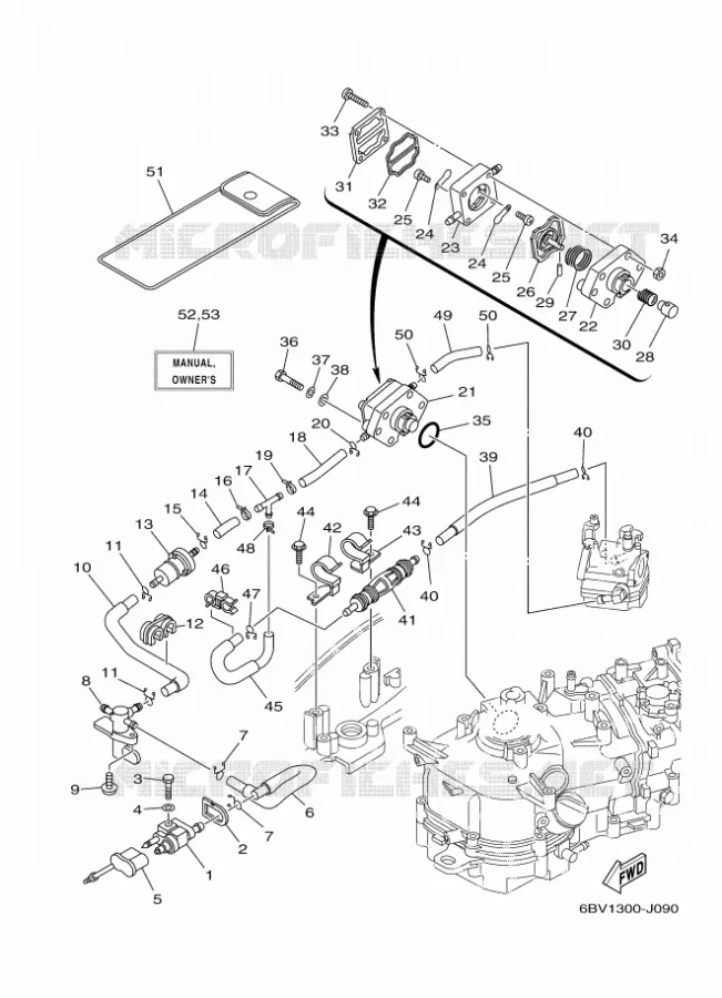 ALIMENTATION CARBURANT 2 Yamaha OUTBOARD ENGINES 6hp (4.4kW) 2011 F6  F6CMHS