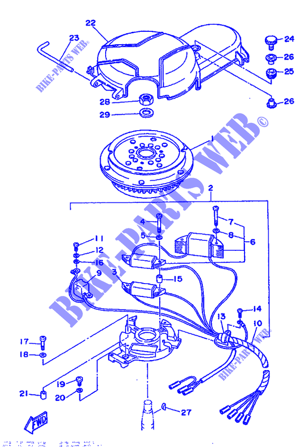 GENERATEUR pour Yamaha F8A 4 Stroke, Manual Start de 1989