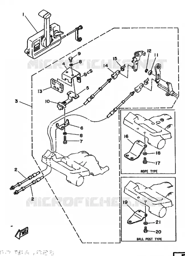 BOITIER DE COMMANDE A DISTANCE Yamaha OUTBOARD ENGINES 8hp (5.9kW) 1992 F8  F8BE