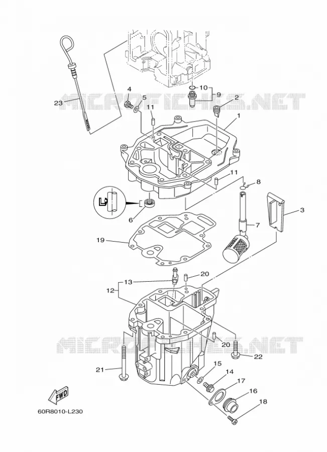 VENTILATEUR D'HUILE Yamaha OUTBOARD ENGINES 8hp (5.9kW) 2014 F8  F8CMHS