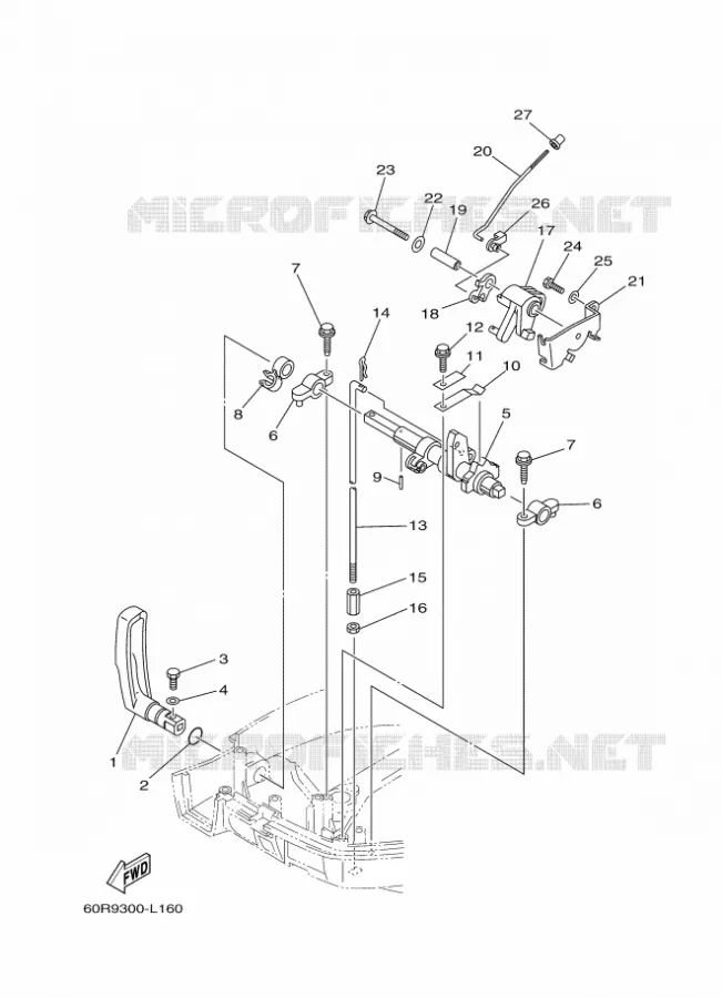 COMMANDE D'ACCELERATEUR Yamaha OUTBOARD ENGINES 8hp (5.9kW) 2014 F8  F8CMHL