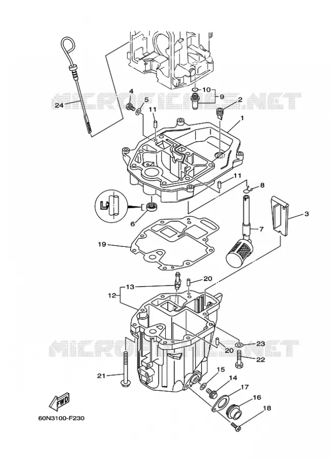 VENTILATEUR D'HUILE Yamaha OUTBOARD ENGINES 8hp (5.9kW) 2010 F8  F8CMHS