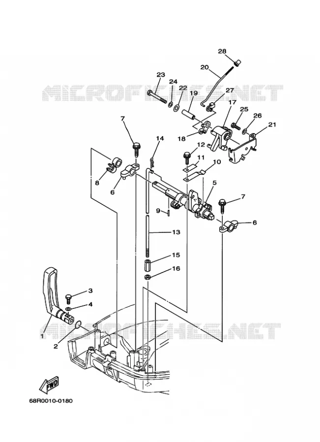 COMMANDE D'ACCELERATEUR Yamaha OUTBOARD ENGINES 8hp (5.9kW) 2004 F8  F8CMHS