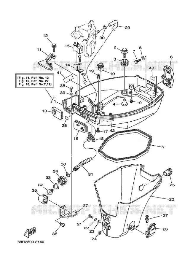CAPOT INFERIEUR Yamaha OUTBOARD ENGINES 8hp (5.9kW) 2004 F8  F8MSHC