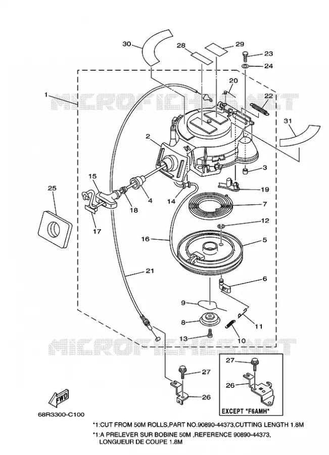 DEMARREUR Yamaha OUTBOARD ENGINES 8hp (5.9kW) 2004 F8  F8MSHC