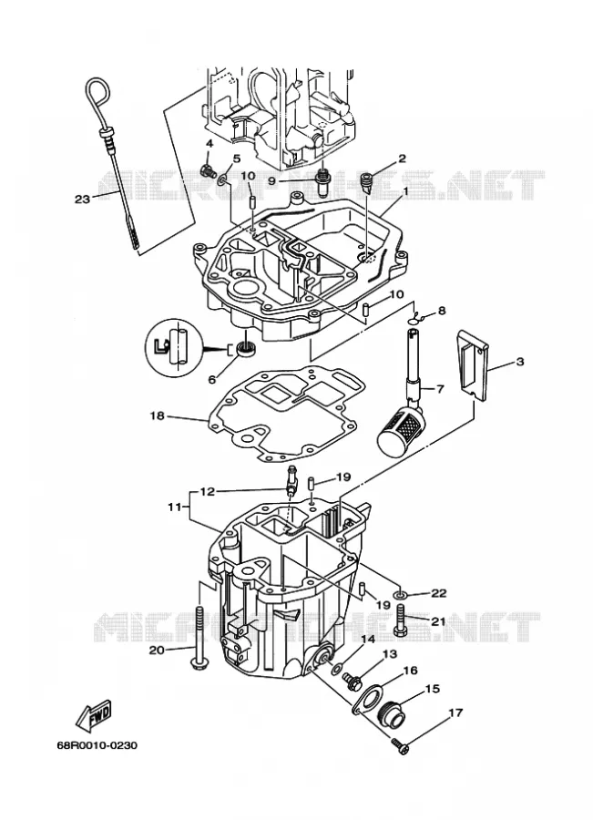 VENTILATEUR D'HUILE Yamaha OUTBOARD ENGINES 8hp (5.9kW) 2004 F8  F8CMHL