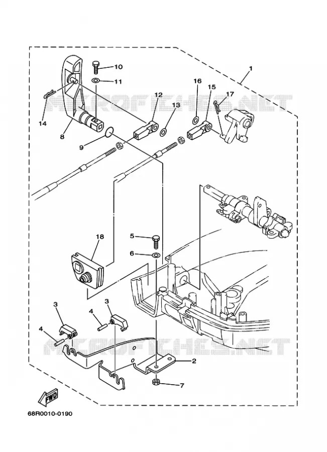 FIXATION BOITIER DE COMMANDE A DISTANCE Yamaha OUTBOARD ENGINES 8hp (5.9kW) 2000 F8  F8C