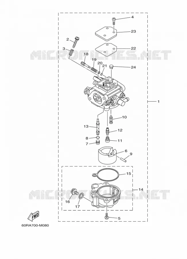 CARBURATEUR Yamaha OUTBOARD ENGINES 8hp (5.9kW) 2017 F8  F8FMHL