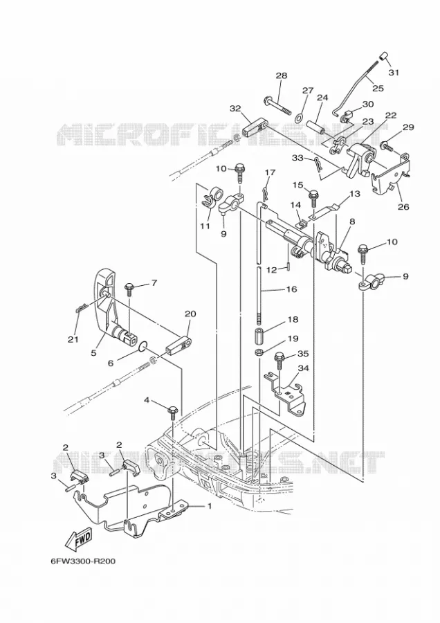 COMMANDE D'ACCELERATEUR 2 Yamaha OUTBOARD ENGINES 8hp (5.9kW) 2017 F8  F8FEL