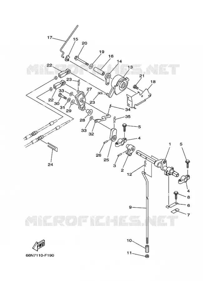 COMMANDE D'ACCELERATEUR Yamaha OUTBOARD ENGINES 9.9hp (7.3kW) 2007 F9.9  F9.9C