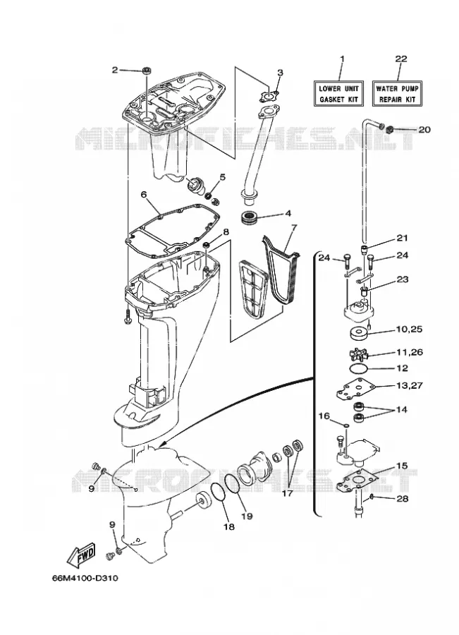 KIT DE REPARATION 3 Yamaha OUTBOARD ENGINES 9.9hp (7.3kW) 2006 F9.9  F9.9CEL