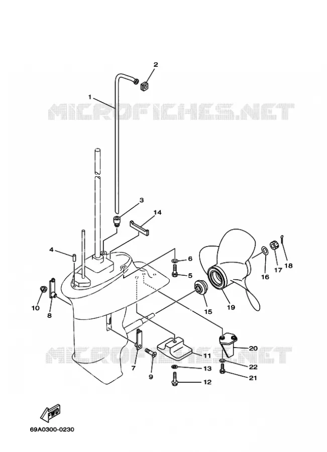 CARTER INFERIEUR ET TRANSMISSION 2 Yamaha OUTBOARD ENGINES 9.9hp (7.3kW) 2006 F9.9  F9.9MSH2