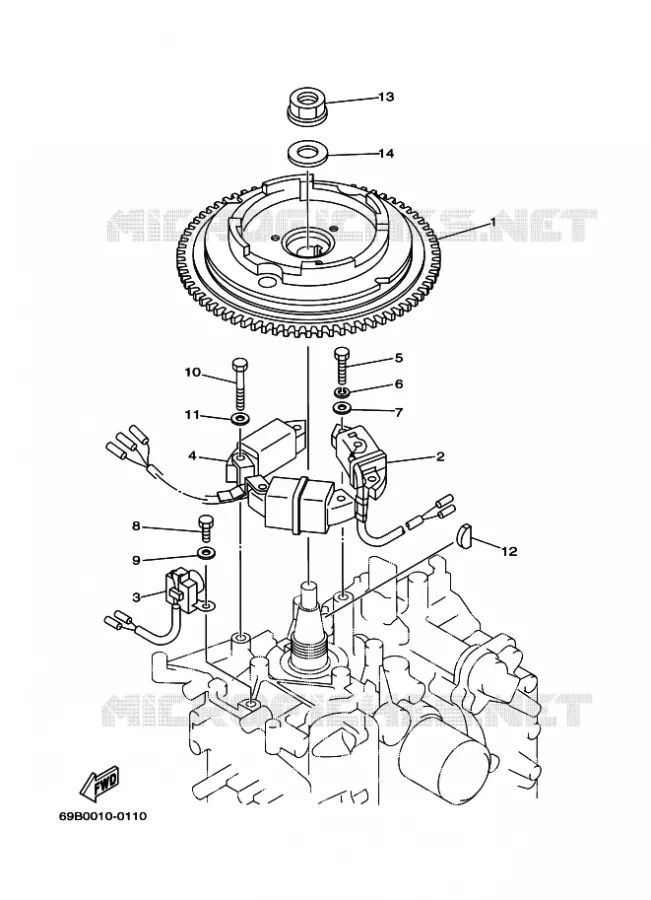 GENERATEUR Yamaha OUTBOARD ENGINES 9.9hp (7.3kW) 2006 F9.9  F9.9MSH2