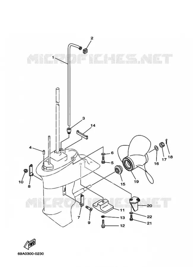 CARTER INFERIEUR ET TRANSMISSION 2 Yamaha OUTBOARD ENGINES 9.9hp (7.3kW) 2006 F9.9  F9.9MLH2