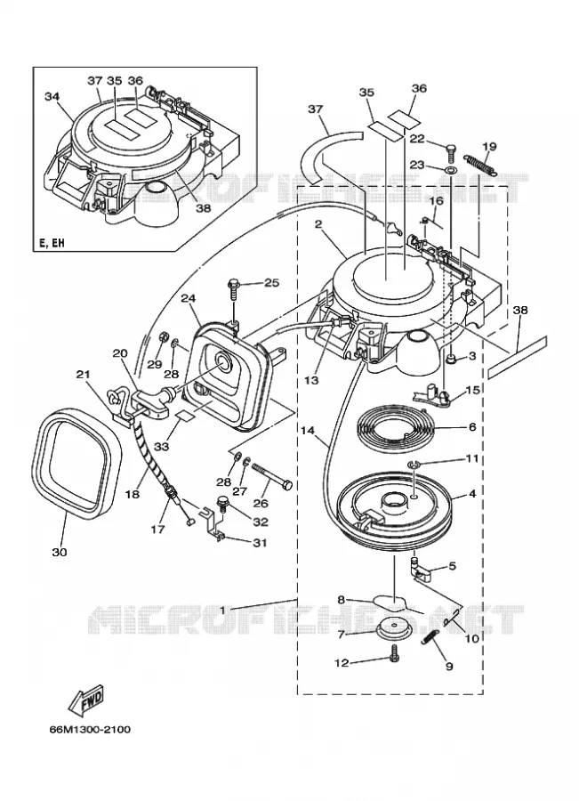 DEMARREUR KICK Yamaha OUTBOARD ENGINES 9.9hp (7.3kW) 2003 F9.9  F9.9CES