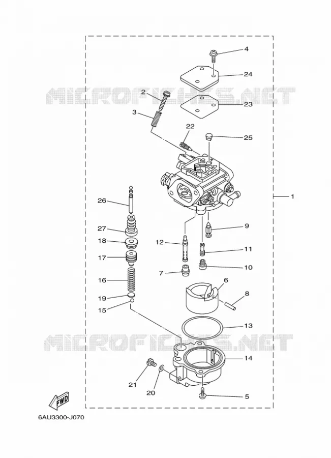 CARBURATEUR Yamaha OUTBOARD ENGINES 9.9hp (7.3kW) 2010 F9.9  F9.9FES