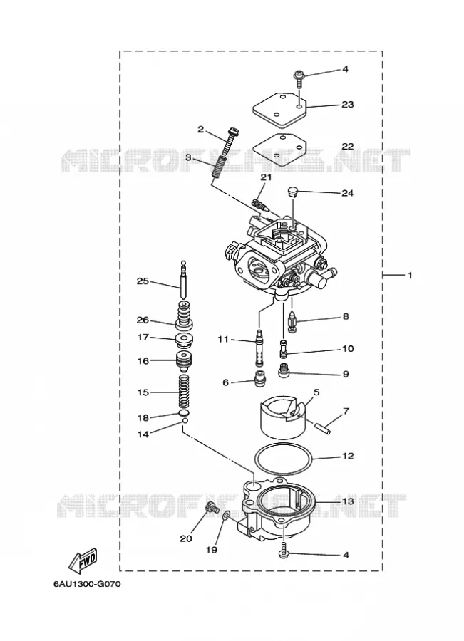 CARBURATEUR Yamaha OUTBOARD ENGINES 9.9hp (7.3kW) 2009 F9.9  F9.9FMHS
