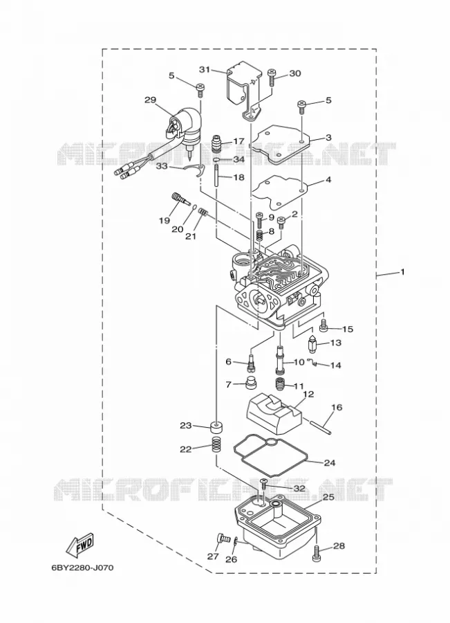 CARBURATEUR Yamaha OUTBOARD ENGINES 9.9hp (7.3kW) 2012 F9.9  F9.9HMHL