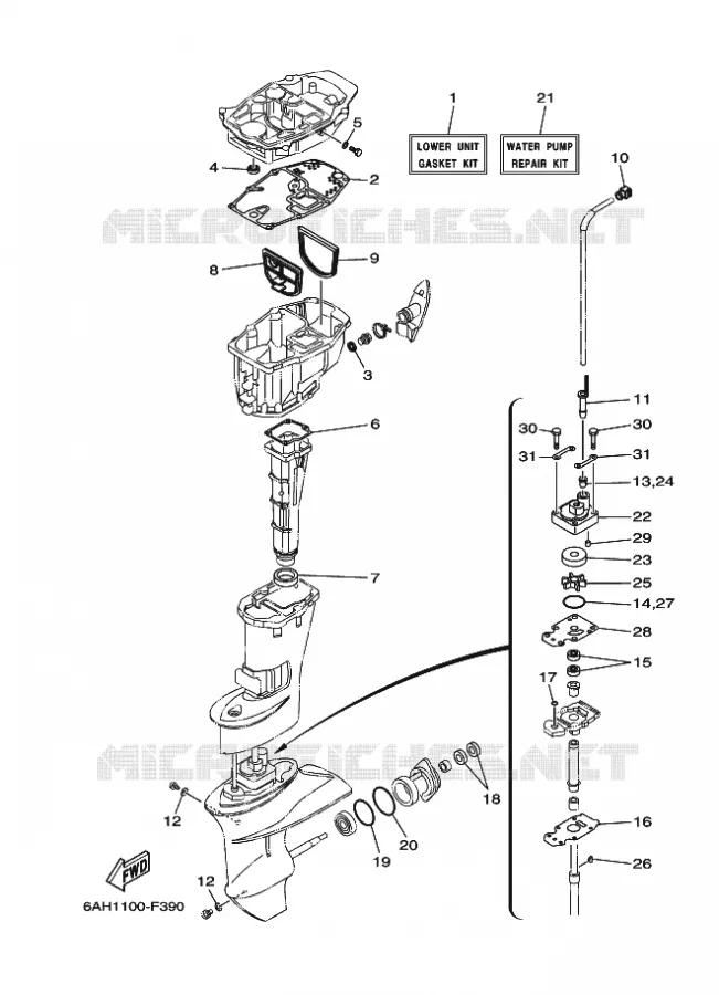 KIT DE REPARATION 3 Yamaha OUTBOARD ENGINES 9.9hp (7.3kW) 2012 F9.9  F9.9HMHL