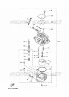 CARBURATEUR pour Yamaha F9.9J Manual Starter, Tiller Handle, Manual Tilt, Shaft 15