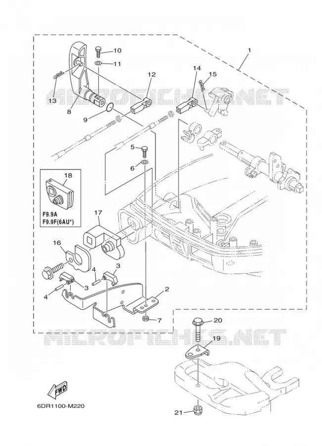 FIXATION BOITIER DE COMMANDE A DISTANCE Yamaha OUTBOARD ENGINES 9.9hp (7.3kW) 2016 F9.9  F9.9JMHS