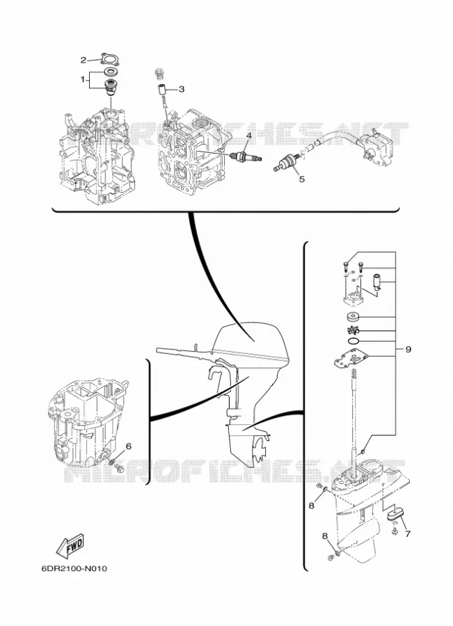 PIECES D'ENTRETIEN Yamaha OUTBOARD ENGINES 9.9hp (7.3kW) 2016 F9.9  F9.9JMHS