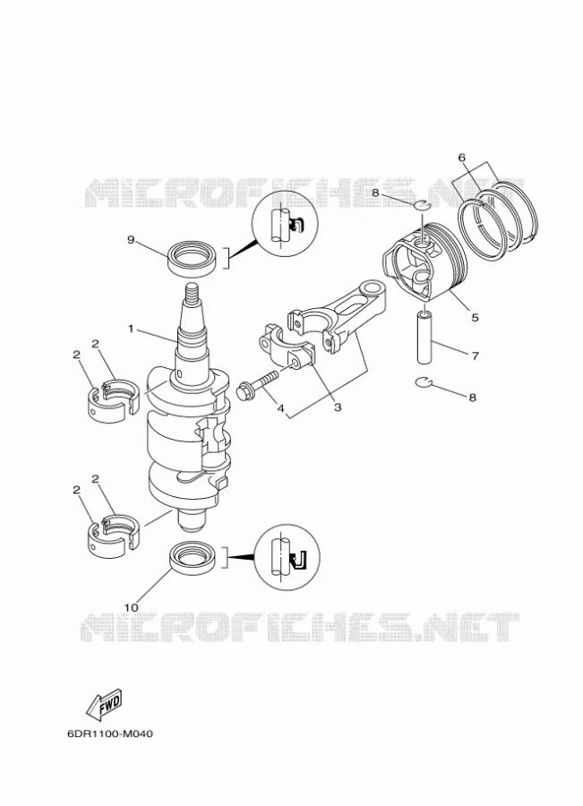 VILEBREQUIN / PISTON Yamaha OUTBOARD ENGINES 9.9hp (7.3kW) 2014 F9.9  F9.9JMHS