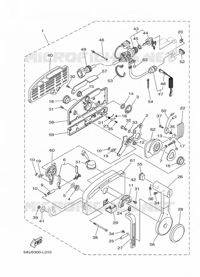 BOITIER DE COMMANDE A DISTANCE Yamaha OUTBOARD ENGINES 9.9hp (7.3kW) 2013 F9.9  F9.9JES
