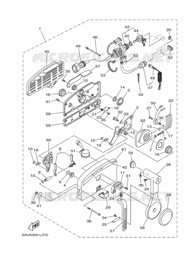 BOITIER DE COMMANDE A DISTANCE Yamaha OUTBOARD ENGINES 9.9hp (7.3kW) 2013 F9.9  F9.9JEL