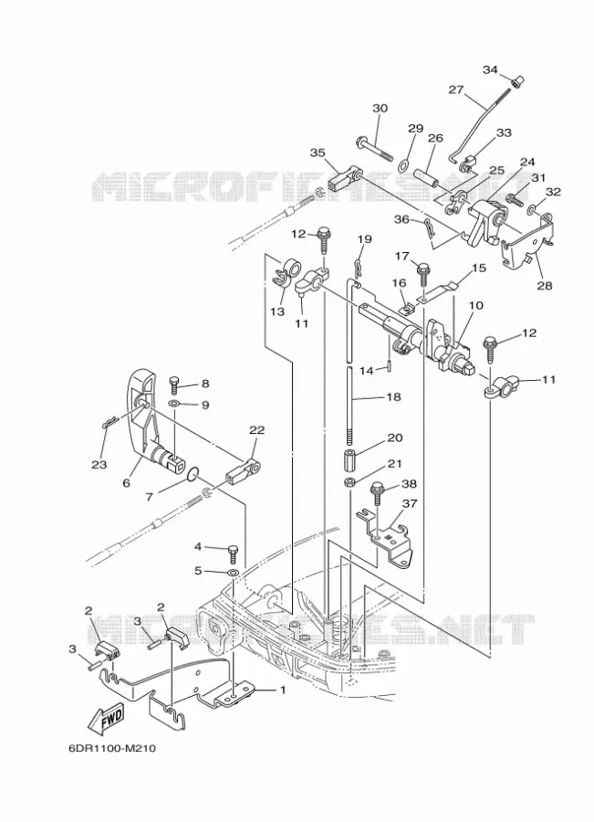 COMMANDE D'ACCELERATEUR 2 Yamaha OUTBOARD ENGINES 9.9hp (7.3kW) 2013 F9.9  F9.9JEL