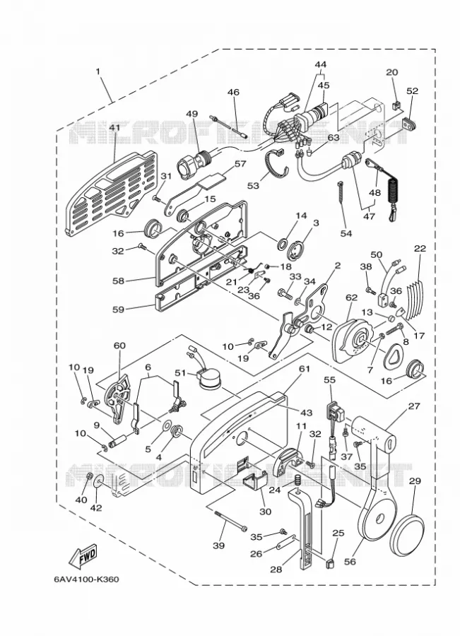 BOITIER DE COMMANDE A DISTANCE Yamaha OUTBOARD ENGINES 8hp (5.9kW) 2011 FT8  FT8DEX