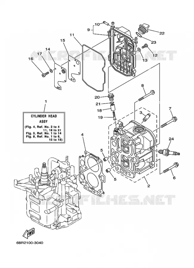 CYLINDRE / CARTER MOTEUR 2 Yamaha OUTBOARD ENGINES 8hp (5.9kW) 2006 FT8  FT8DMHL