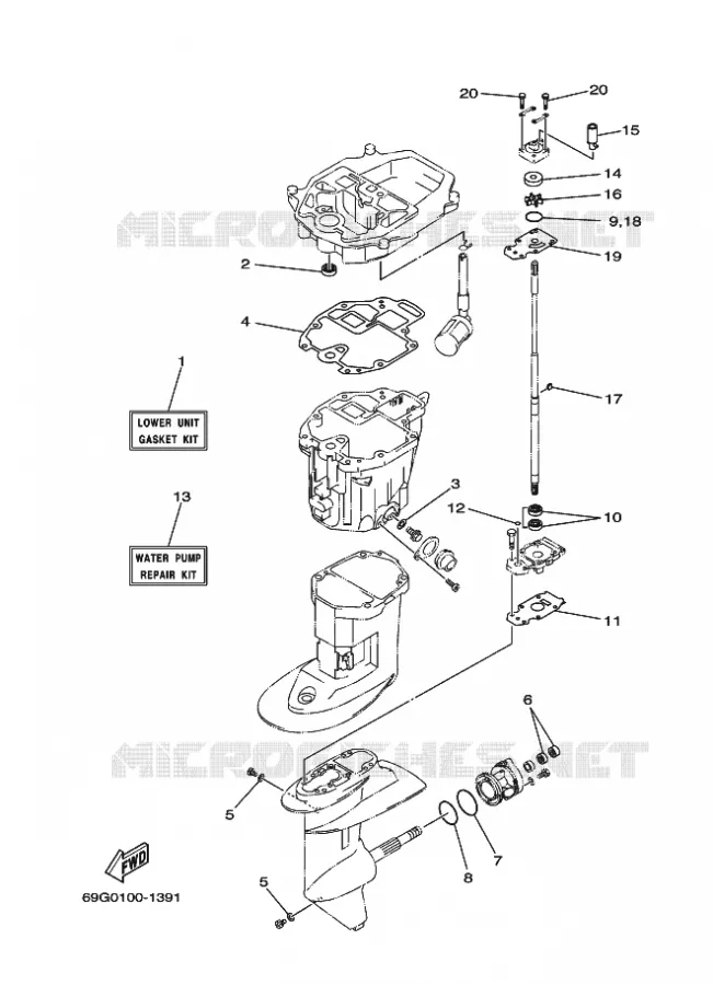 KIT DE REPARATION 3 Yamaha OUTBOARD ENGINES 8hp (5.9kW) 2006 FT8  FT8DMHX
