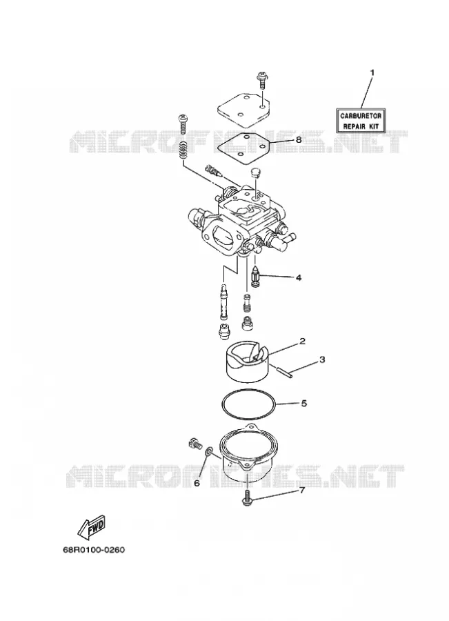 KIT DE REPARATION 2 Yamaha OUTBOARD ENGINES 8hp (5.9kW) 2006 FT8  FT8DEL