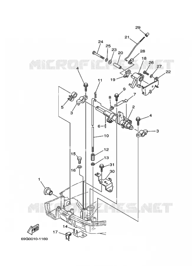 COMMANDE D'ACCELERATEUR 1 Yamaha OUTBOARD ENGINES 8hp (5.9kW) 2004 T8  T8EXRC