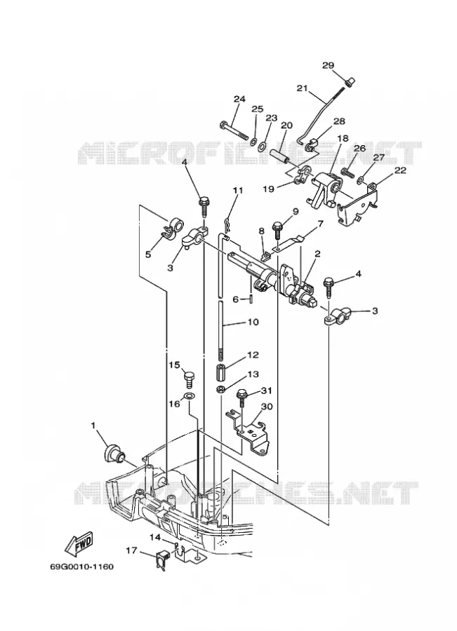 COMMANDE D'ACCELERATEUR 1 Yamaha OUTBOARD ENGINES 8hp (5.9kW) 2003 FT8  FT8DEX