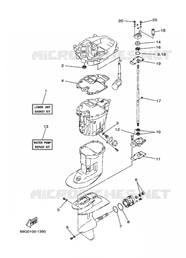 KIT DE REPARATION 3 Yamaha OUTBOARD ENGINES 8hp (5.9kW) 2003 FT8  FT8DEX