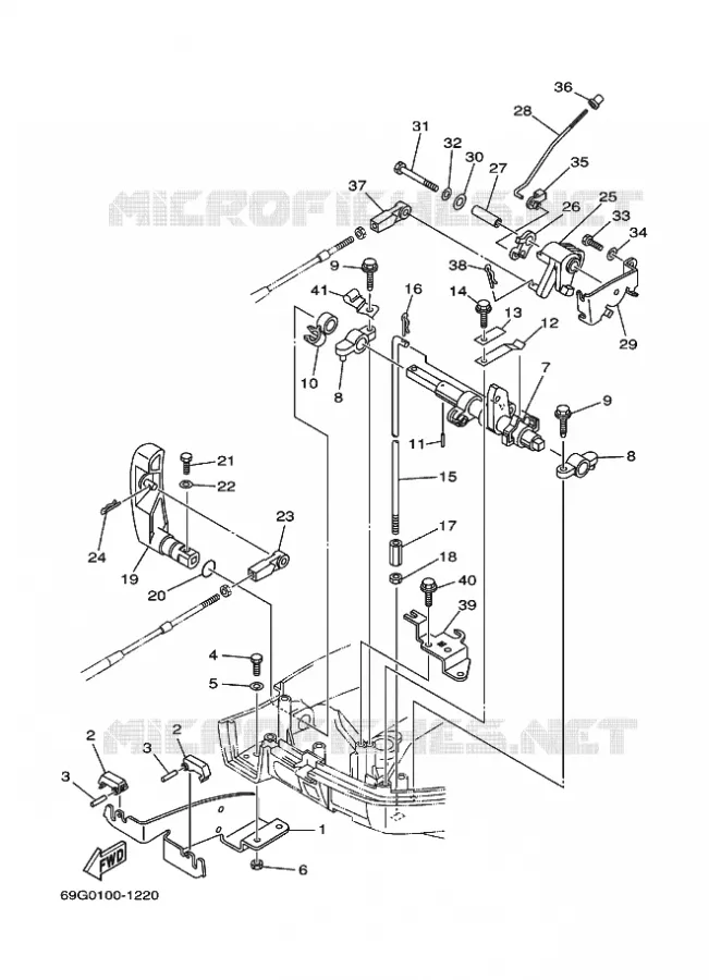 COMMANDE D'ACCELERATEUR 2 Yamaha OUTBOARD ENGINES 8hp (5.9kW) 2003 FT8  FT8DEHPL