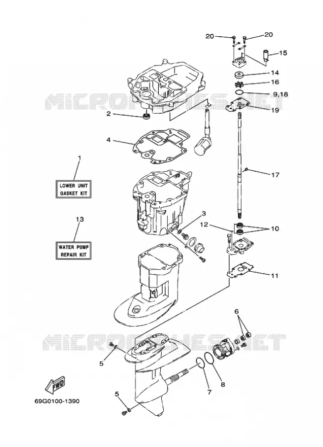 KIT DE REPARATION 3 Yamaha OUTBOARD ENGINES 8hp (5.9kW) 2003 FT8  FT8DEHPX