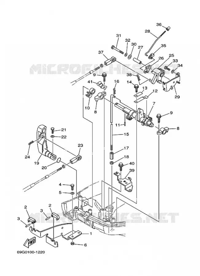 COMMANDE D'ACCELERATEUR 2 Yamaha OUTBOARD ENGINES 8hp (5.9kW) 2002 FT8  FT8D
