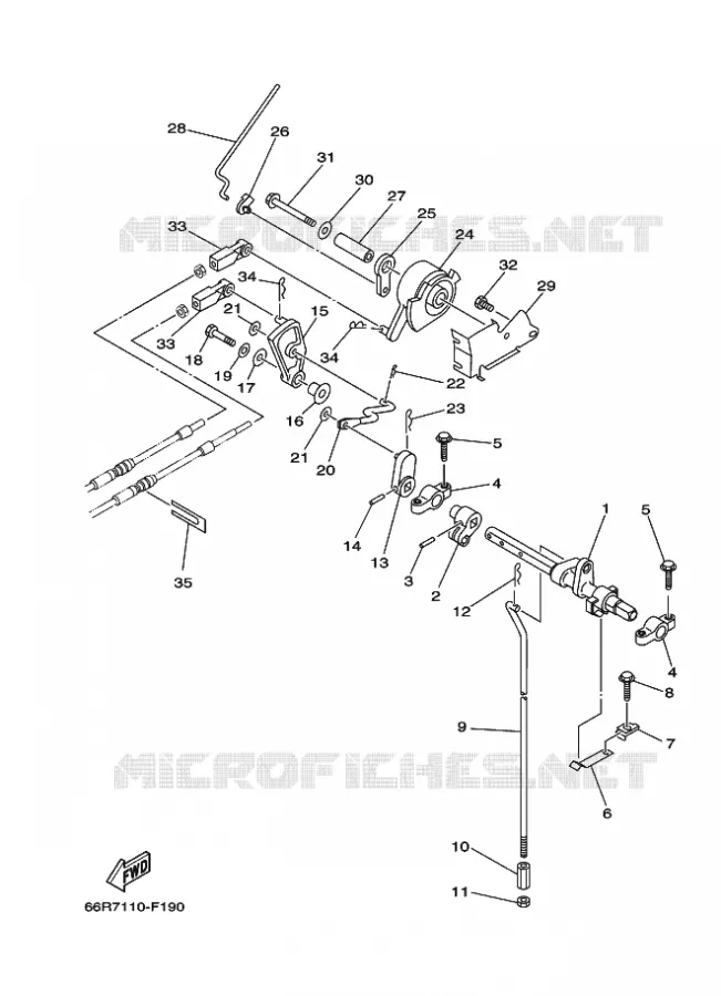 COMMANDE D'ACCELERATEUR Yamaha OUTBOARD ENGINES 9.9hp (7.3kW) 2007 FT9.9  FT9.9D