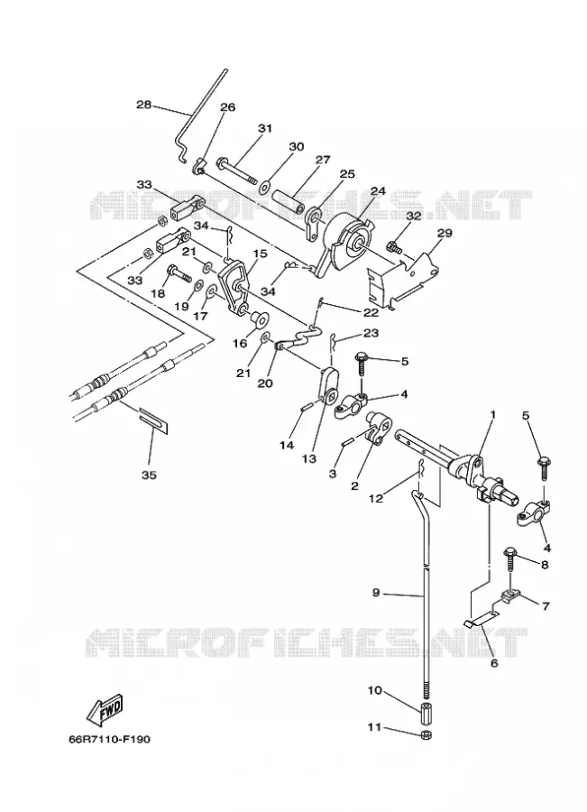 COMMANDE D'ACCELERATEUR Yamaha OUTBOARD ENGINES 9.9hp (7.3kW) 2007 FT9.9  FT9.9D