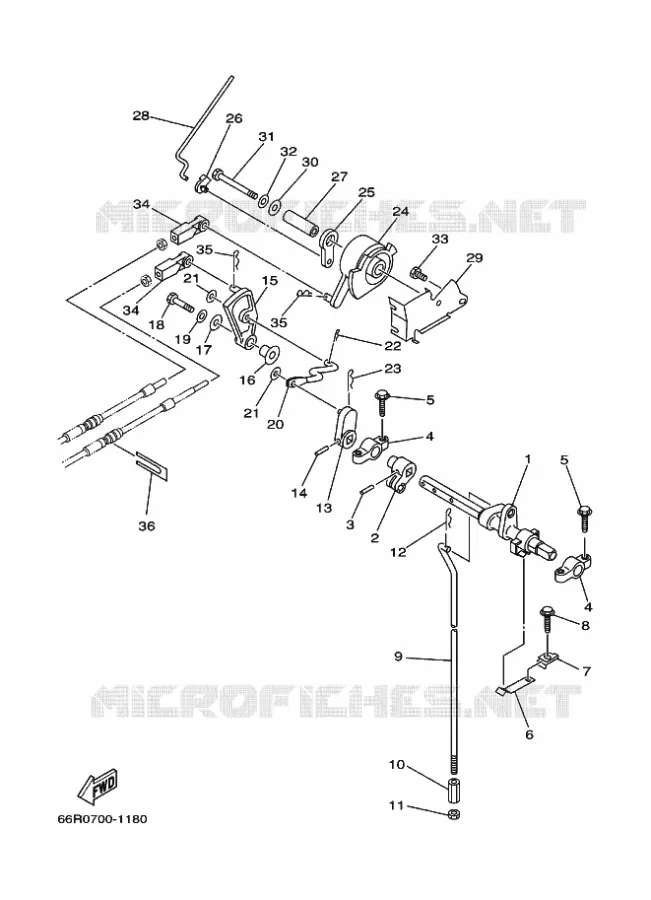 COMMANDE D'ACCELERATEUR Yamaha OUTBOARD ENGINES 9.9hp (7.3kW) 2001 FT9.9  FT9.9D