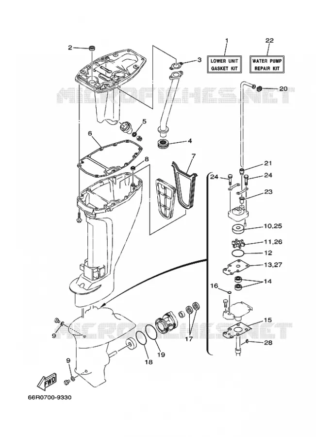 KIT DE REPARATION 3 Yamaha OUTBOARD ENGINES 9.9hp (7.3kW) 2001 FT9.9  FT9.9D