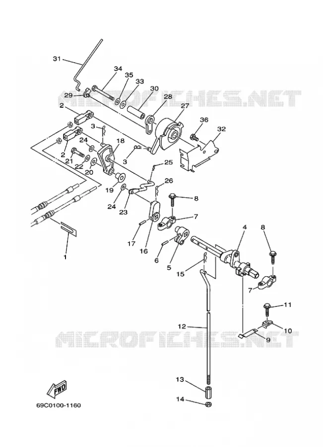 COMMANDE D'ACCELERATEUR Yamaha OUTBOARD ENGINES 9.9hp (7.3kW) 2001 FT9.9  FT9.9D