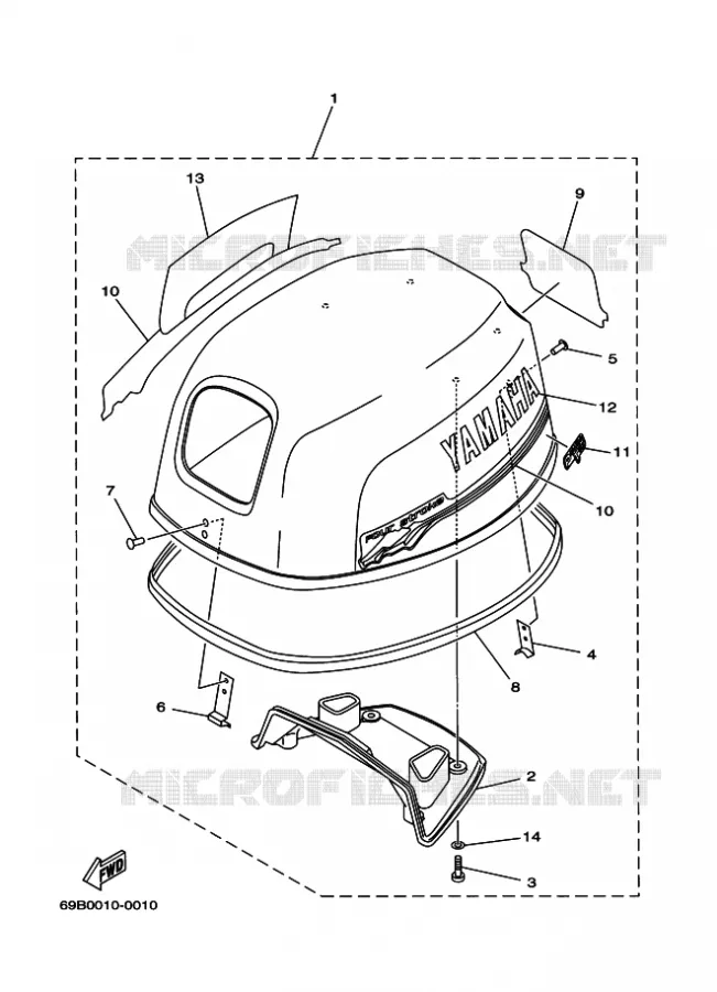 CAPOT SUPERIEUR Yamaha OUTBOARD ENGINES 9.9hp (7.3kW) 2001 FT9.9  FT9.9D