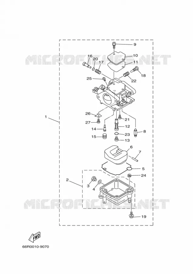 CARBURATEUR Yamaha OUTBOARD ENGINES 9.9hp (7.3kW) 2000 FT9.9  FT9.9D