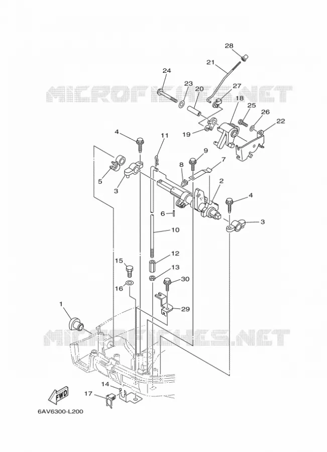 COMMANDE D'ACCELERATEUR 1 Yamaha OUTBOARD ENGINES 9.9hp (7.3kW) 2012 FT9.9  FT9.9GMHX