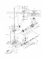 CARTER INFERIEUR ET TRANSMISSION 1 pour Yamaha FT9.9L High Thrust, Manual Starter, Tiller Handle, Manual Tilt, Shaft 25